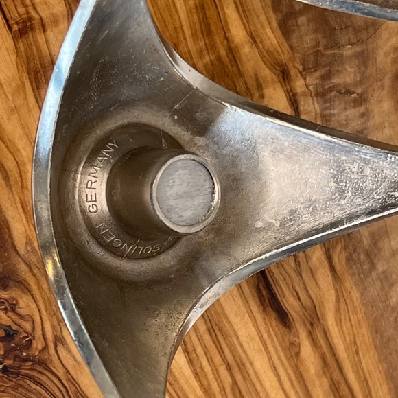 MCM AS Solingen Germany Candle Holders Brushed Steel Tripod Atomic 2 Set EUC - Picture 12 of 15